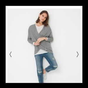 White House Black Market Criss Cross Sweater Small Gray minimalist